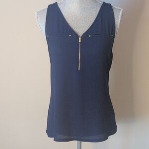 Express Blue Gold Embellished Fitted Tank Top